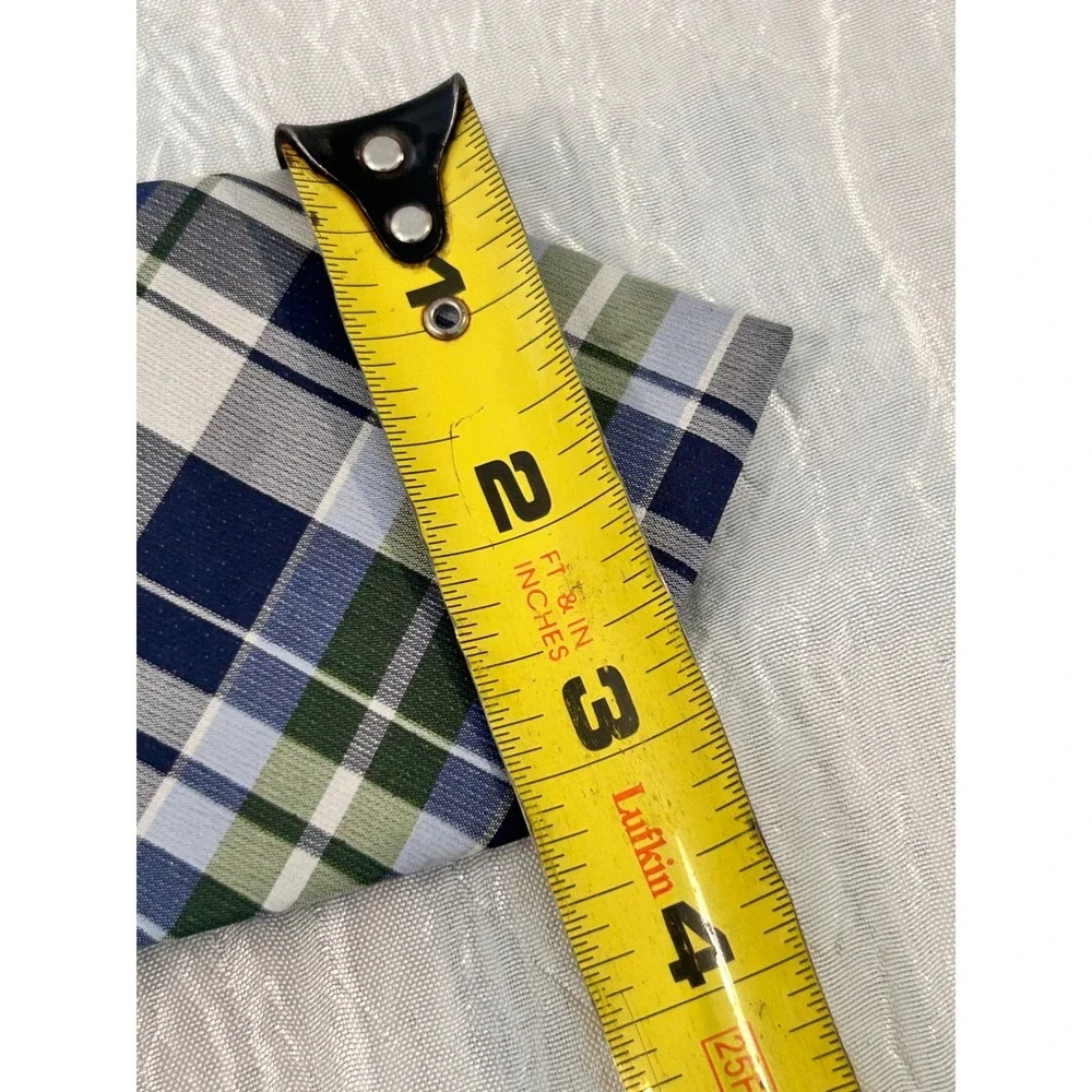 Nautica‎ Mens Blue Green White Plaid 100% Silk Necktie RN 121148